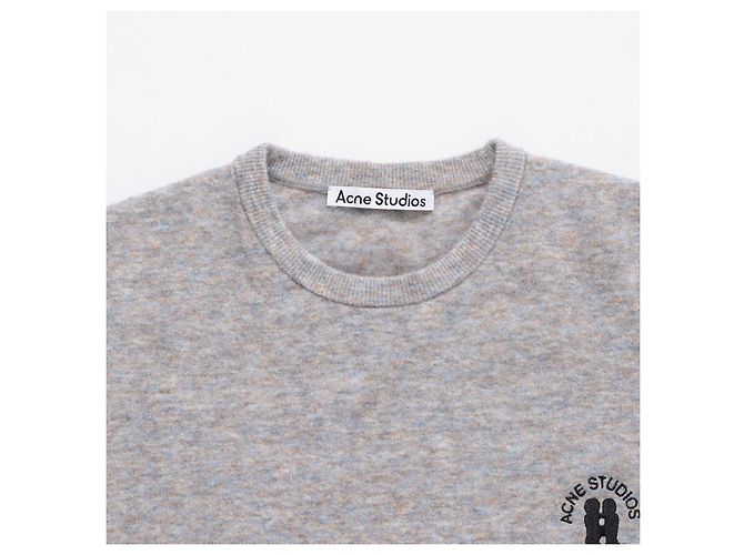 Acne Pull en maille gris clair marron mélangé avec logo brodé - vue 6