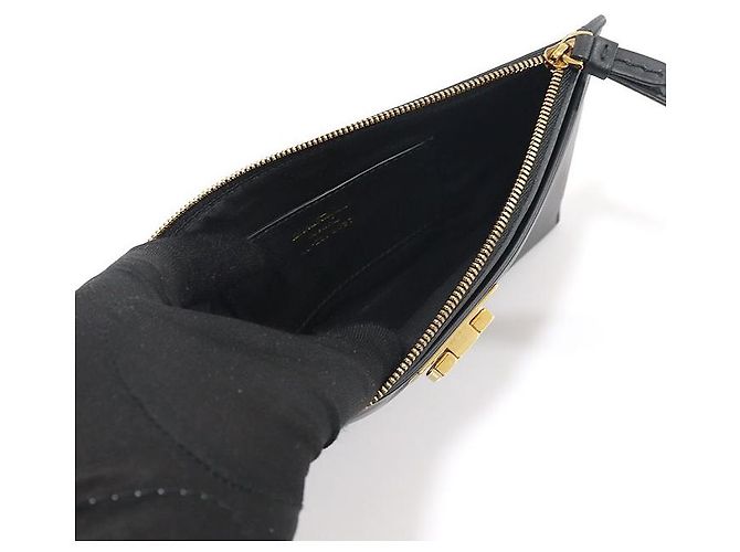 Salvatore Ferragamo Pochette Tripolio Gancini in pelle di vitello nera Nero - vista 5