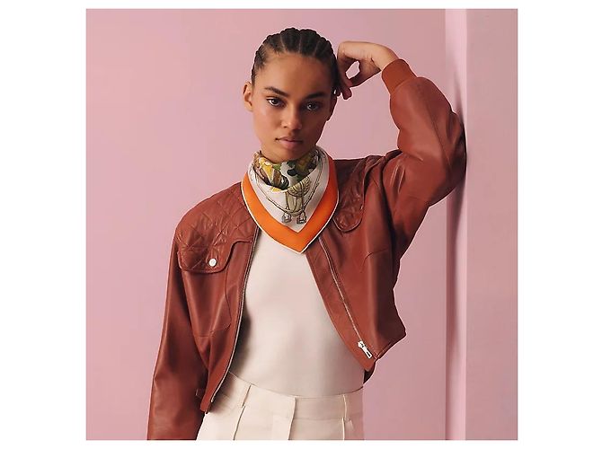 Hermès Foulard Quadrato in Seta per Donne Arancione - vista 3
