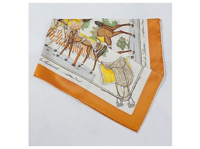Hermès Foulard Quadrato in Seta per Donne Arancione - vista 7