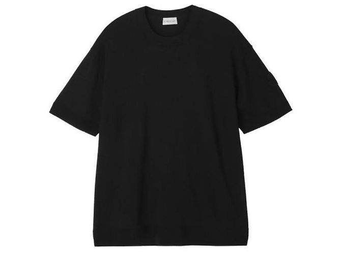 Moncler Seiden-Baumwoll-Strick-T-Shirt Schwarz - Ansicht 3
