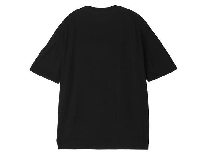 Moncler Seiden-Baumwoll-Strick-T-Shirt Schwarz - Ansicht 4
