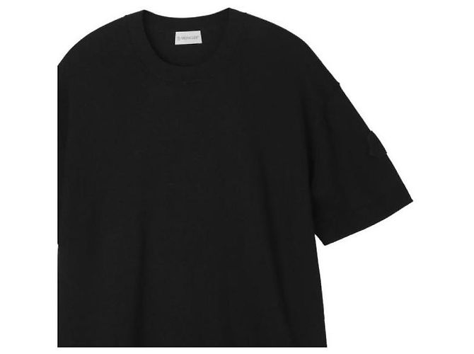 Moncler Seiden-Baumwoll-Strick-T-Shirt Schwarz - Ansicht 5
