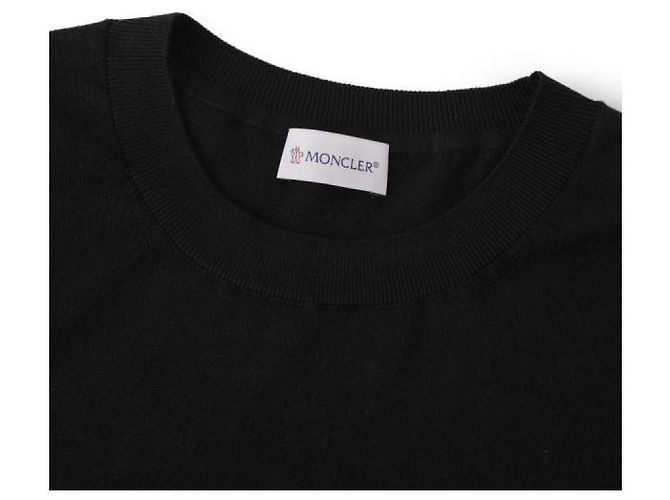 Moncler Seiden-Baumwoll-Strick-T-Shirt Schwarz - Ansicht 6