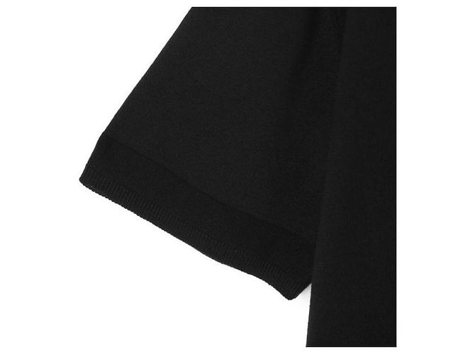 Moncler Seiden-Baumwoll-Strick-T-Shirt Schwarz - Ansicht 7