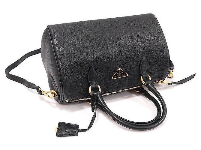 Prada Triângulo de Pheasant Vitello Preto - vista 4