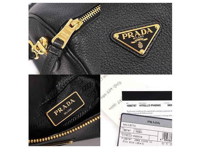 Prada Triângulo de Pheasant Vitello Preto - vista 7