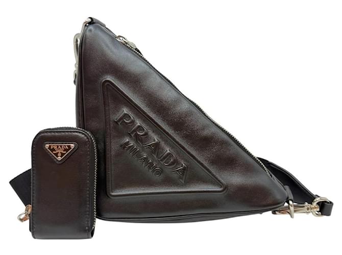 Prada Bolsa transversal com logo triangular preta Preto - vista 2