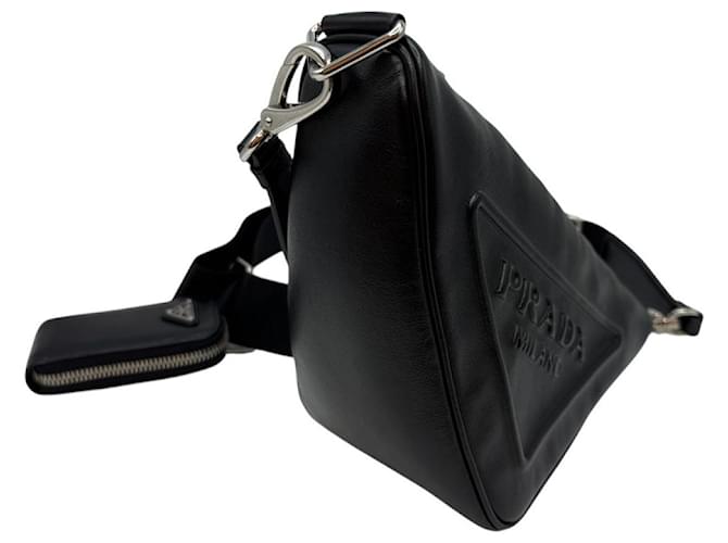 Prada Bolsa transversal com logo triangular preta Preto - vista 3