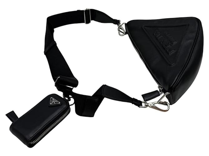 Prada Bolsa transversal com logo triangular preta Preto - vista 5