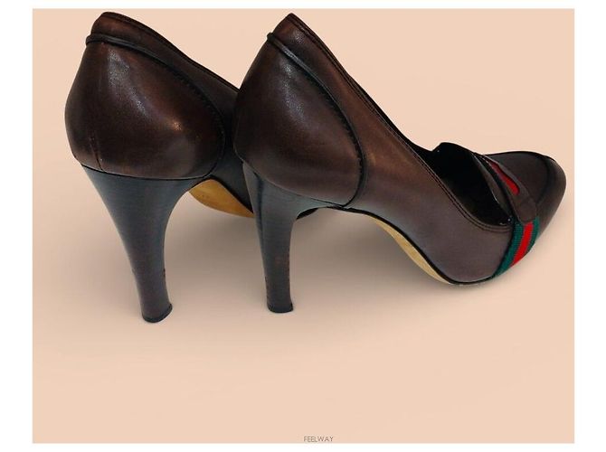 Gucci Décolleté a tre strisce Marrone - vista 2