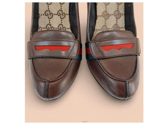 Gucci Décolleté a tre strisce Marrone - vista 3