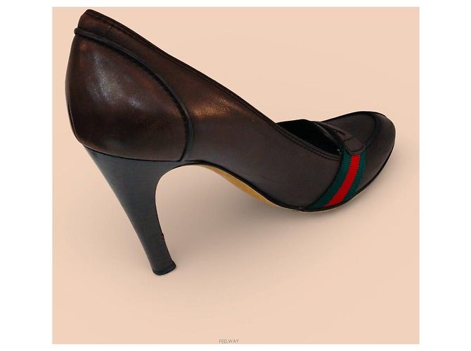 Gucci Décolleté a tre strisce Marrone - vista 5
