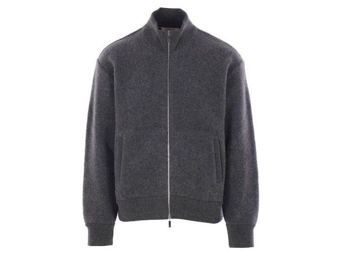 Thom Browne Giacca con zip e collo alto in pile di lana Marrone - vista 4
