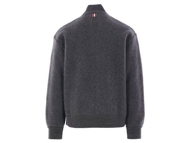Thom Browne Giacca con zip e collo alto in pile di lana Marrone - vista 5