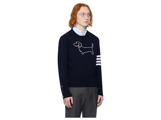 Thom Browne Merino Hector Crewneck Pullover Blue - view 5