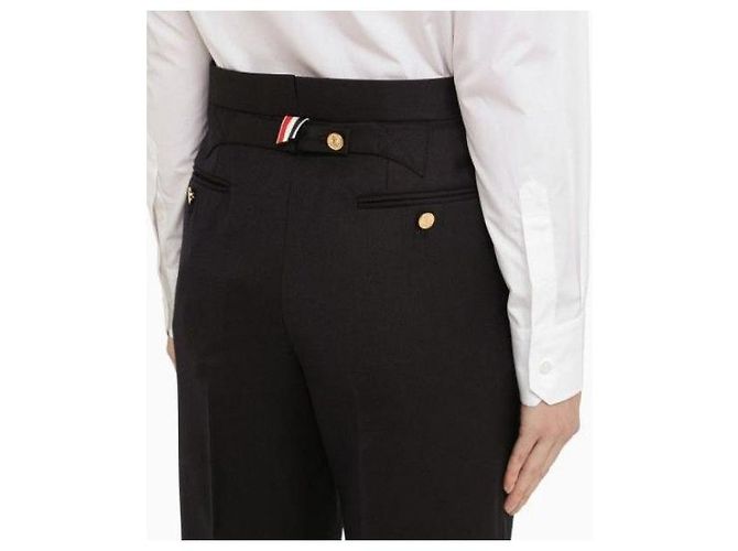 Thom Browne Classic Twill Wool Backstrap Pants Blue - view 8