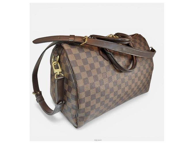 Louis Vuitton Borsa Tote Bandoulière Speedy Damier Ebene Marrone - vista 2
