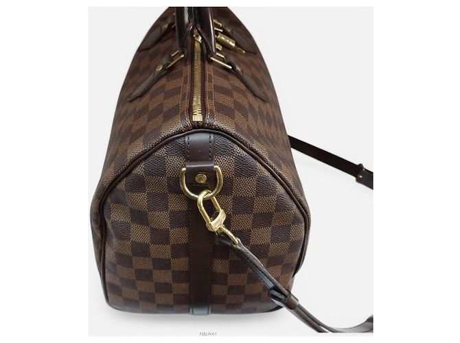 Louis Vuitton Borsa Tote Bandoulière Speedy Damier Ebene Marrone - vista 3