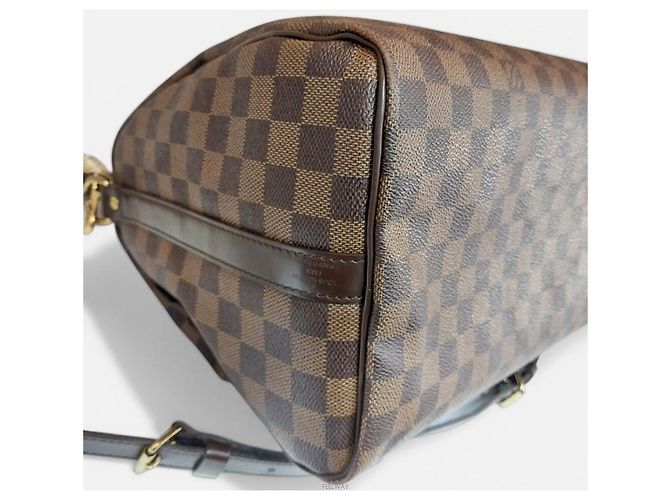 Louis Vuitton Borsa Tote Bandoulière Speedy Damier Ebene Marrone - vista 6