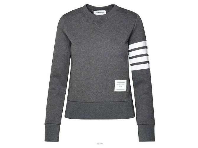 Thom Browne Sudadera de bucle de jersey a rayas RWB Castaño - vista 4