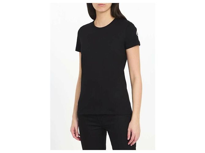 Moncler Camiseta de jersey de algodão com patch de logo - vista 5