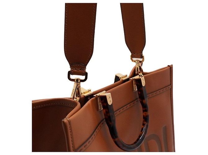 Fendi Borsa tote media leopardata con manici in plexiglass marrone Sunshine e borsa a spalla - vista 10