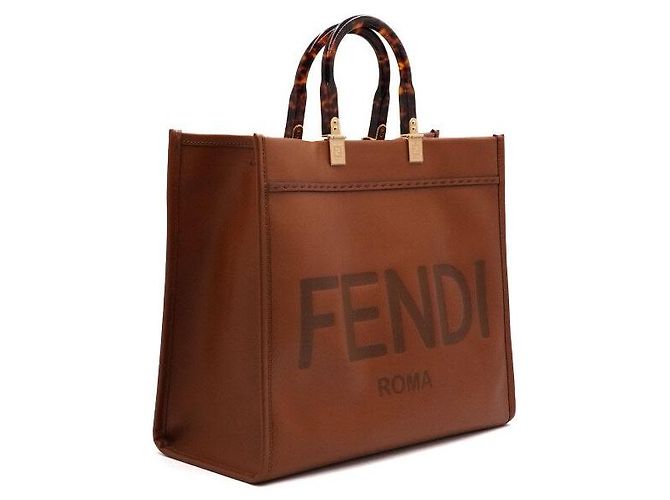 Fendi Borsa tote media leopardata con manici in plexiglass marrone Sunshine e borsa a spalla - vista 3