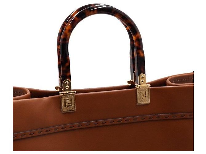 Fendi Borsa tote media leopardata con manici in plexiglass marrone Sunshine e borsa a spalla - vista 8