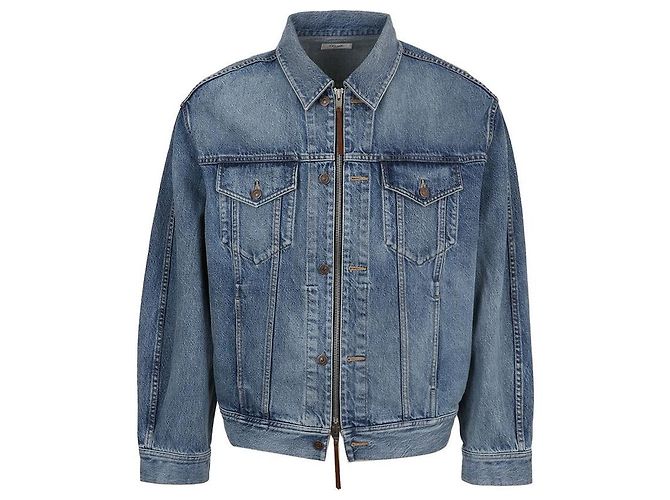 Céline Lockere Passform Denim Truckerjacke aus Baumwolle Blau - Ansicht 2