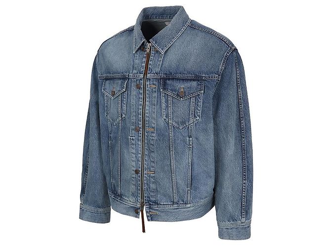 Céline Lockere Passform Denim Truckerjacke aus Baumwolle Blau - Ansicht 3