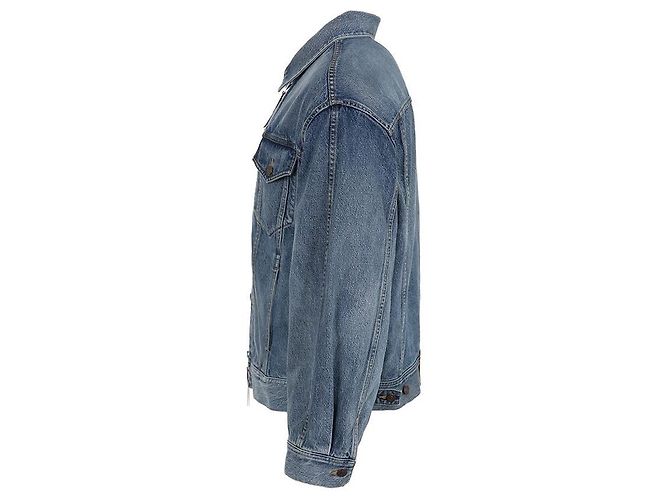 Céline Lockere Passform Denim Truckerjacke aus Baumwolle Blau - Ansicht 4