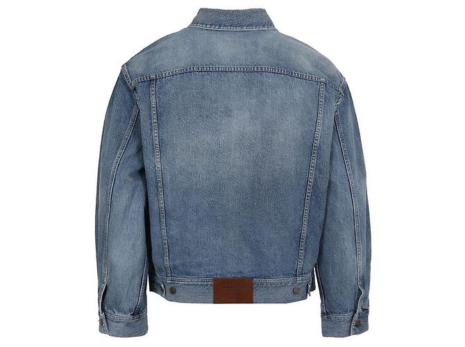 Céline Lockere Passform Denim Truckerjacke aus Baumwolle Blau - Ansicht 6