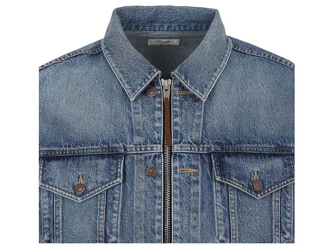 Céline Lockere Passform Denim Truckerjacke aus Baumwolle Blau - Ansicht 7