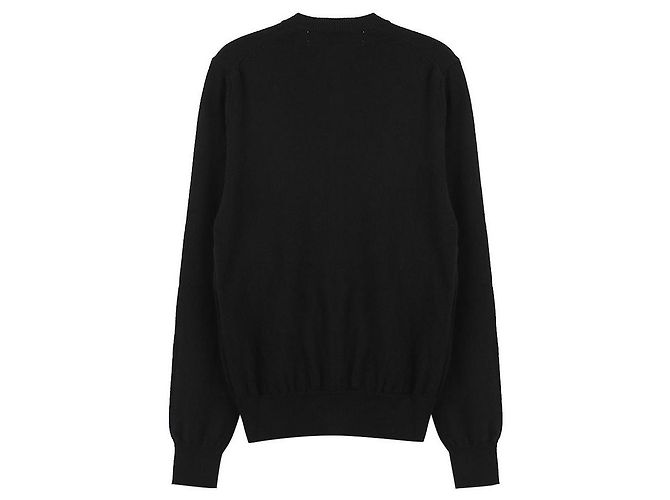 Comme Des Garcons Schwarze Strickjacke mit Doppeltem Rotem Herz-Patch - Ansicht 4