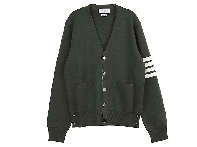 Thom Browne Cardigan a Righe con Punto Marrone - vista 3