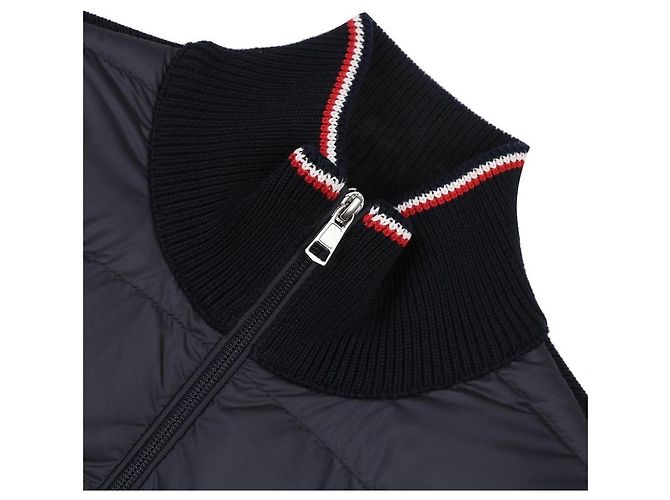 Moncler Giacca mix imbottita con zip e patch logo Blu - vista 5