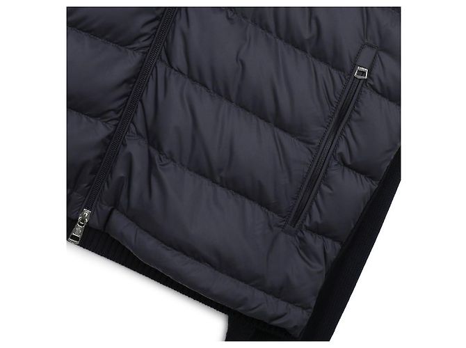 Moncler Giacca mix imbottita con zip e patch logo Blu - vista 7