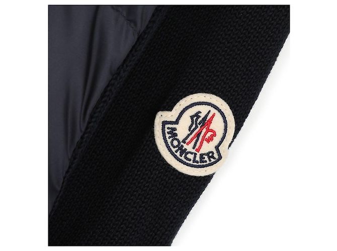 Moncler Giacca mix imbottita con zip e patch logo Blu - vista 8