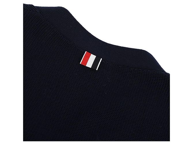 Thom Browne Damen Strickjacke aus Baumwolle mit V-Ausschnitt Blau - Ansicht 6