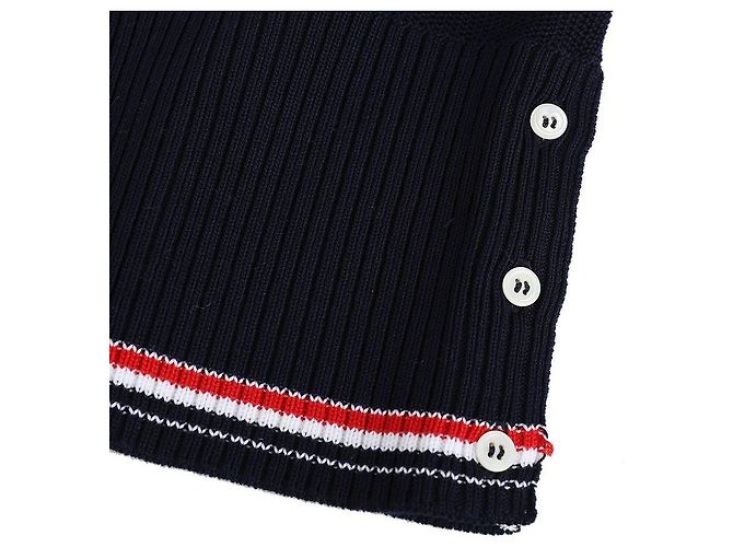 Thom Browne Damen Strickjacke aus Baumwolle mit V-Ausschnitt Blau - Ansicht 8