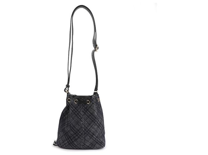 Burberry Borsa a secchiello in denim con coulisse Blu - vista 5