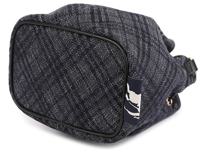 Burberry Borsa a secchiello in denim con coulisse Blu - vista 6