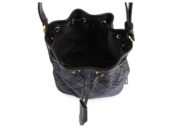 Burberry Borsa a secchiello in denim con coulisse Blu - vista 7