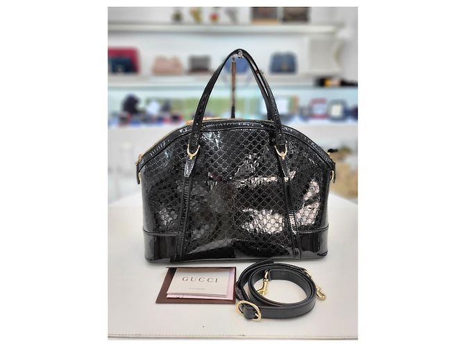 Gucci Patent Top Handle Tote Schultertasche Schwarz - Ansicht 10