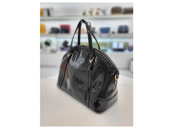 Gucci Patent Top Handle Tote Schultertasche Schwarz - Ansicht 12