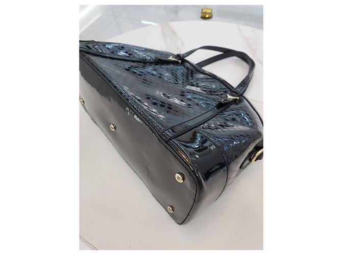 Gucci Patent Top Handle Tote Schultertasche Schwarz - Ansicht 16