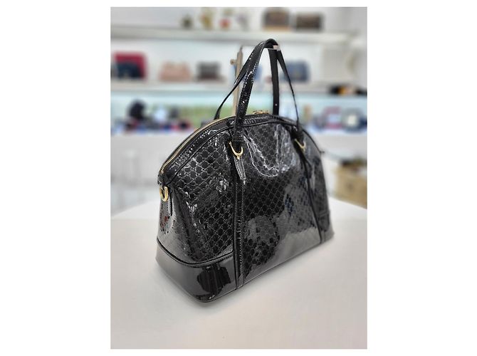 Gucci Patent Top Handle Tote Schultertasche Schwarz - Ansicht 5