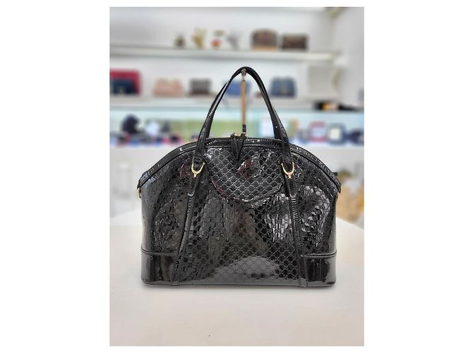 Gucci Patent Top Handle Tote Schultertasche Schwarz - Ansicht 6