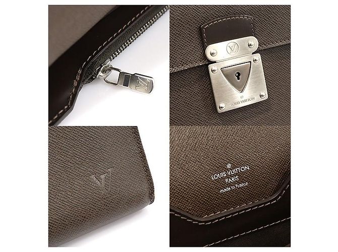 Louis Vuitton Pochette à documents en cuir Taurillon en marron grizzly - vue 7